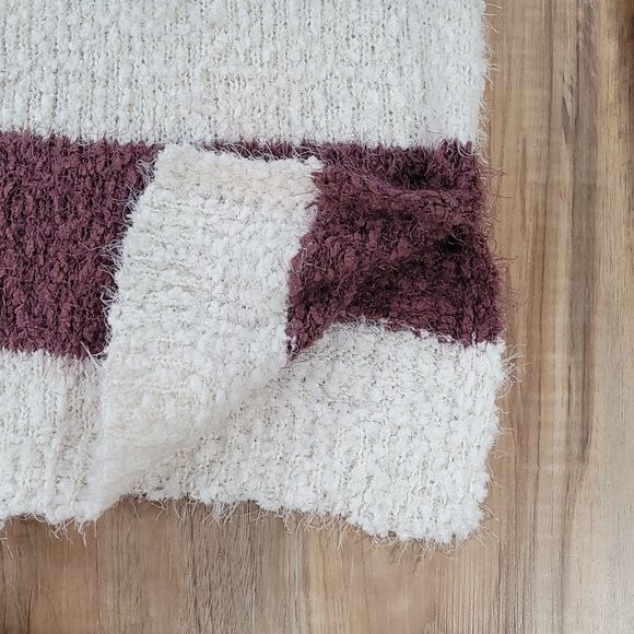 🔹️SO Mauve & White Striped Soft Fuzzy Long Sleeve Sweater Small - Picture 6 of 9